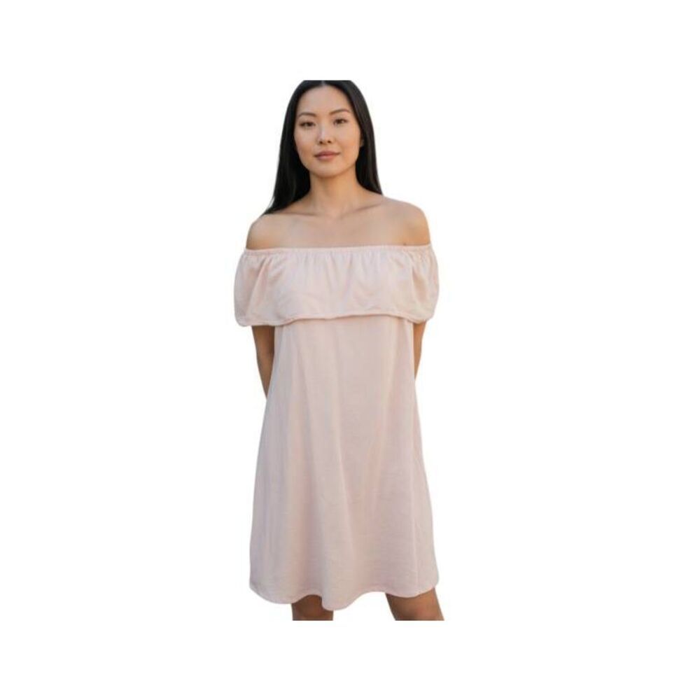 COTTON ON PEACH RUFFLE OFF-THE-SHOULDER SHIFT DRESS SZ.S EUC.